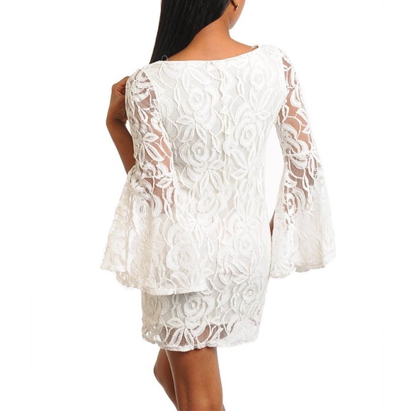 ivory lace sheer mesh romantic tunic dress top - Picture 3 of 3